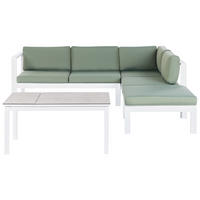 LOUNGE-SET 5-sitzer Aluminium Grün Messina - Weiß/Grau, Metall - Beliani