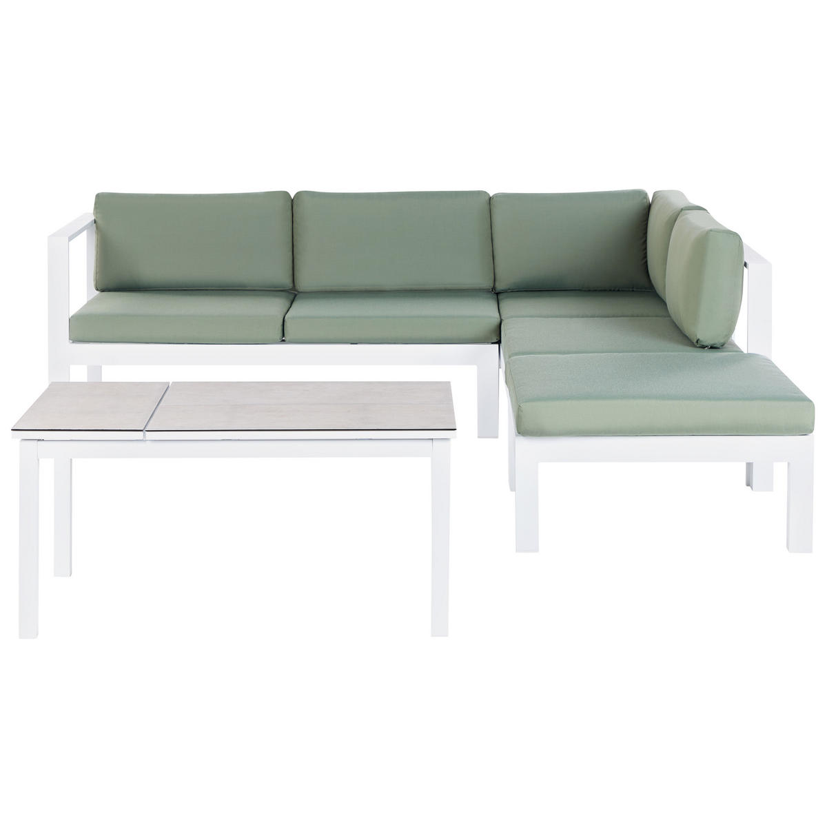 LOUNGE-SET 5-sitzer Aluminium Grün Messina - Weiß/Grau, Metall - Beliani