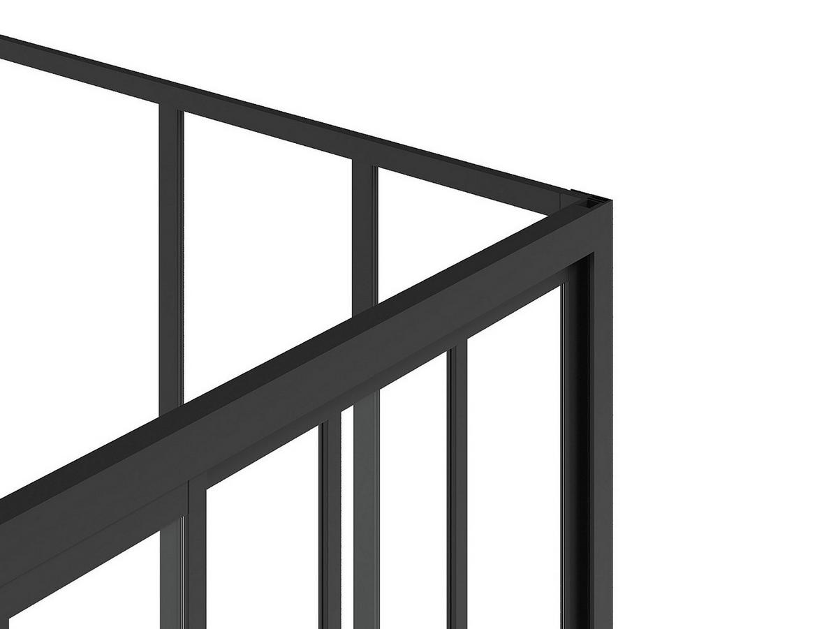 DUSCHTRENNWAND mit Schiebetür - Industrial Style - 100 x 80 x 195 cm - Schwarz matt - URBANIK - Schwarz, Metall (100/195cm) - Vente-Unique