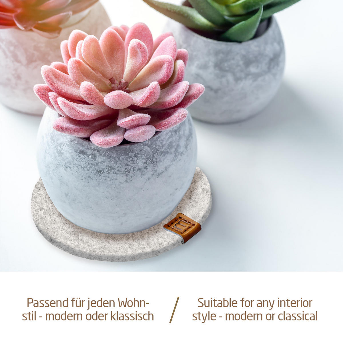 VASENUNTERSETZER 8er-Set - Hellgrau, Textil (25/25cm) - Miqio Design