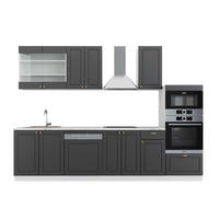 KÜCHENZEILE Fame-Line Anthrazit-Gold/Weiß 300 cm mit Hochschrank AP Marmor - Graphitfarben/Weiß, Holzwerkstoff (300/81.6/60cm) - Vicco