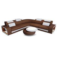 ECKSOFA Sofa Foggia Hellbraun Weiß Mikrofaserstoff - Hellbraun, Kunststoff (294/294cm)