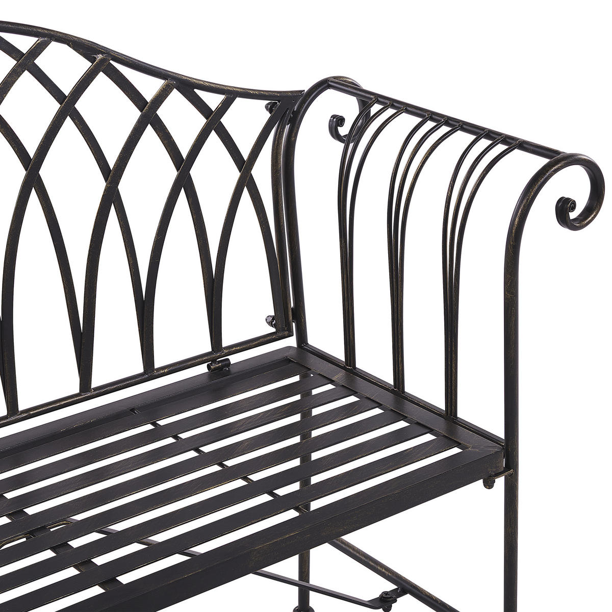 GARTENBANK Metall schwarz 130 cm Milazzo - Schwarz, Metall (130/94/45cm) - Beliani