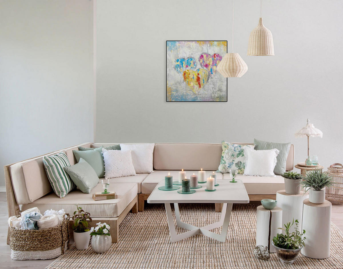 ACRYLBILD HANDGEMALT 60/60 cm - Multicolor/Grau, Holz/Textil (1.1/60cm) - KUNSTLOFT