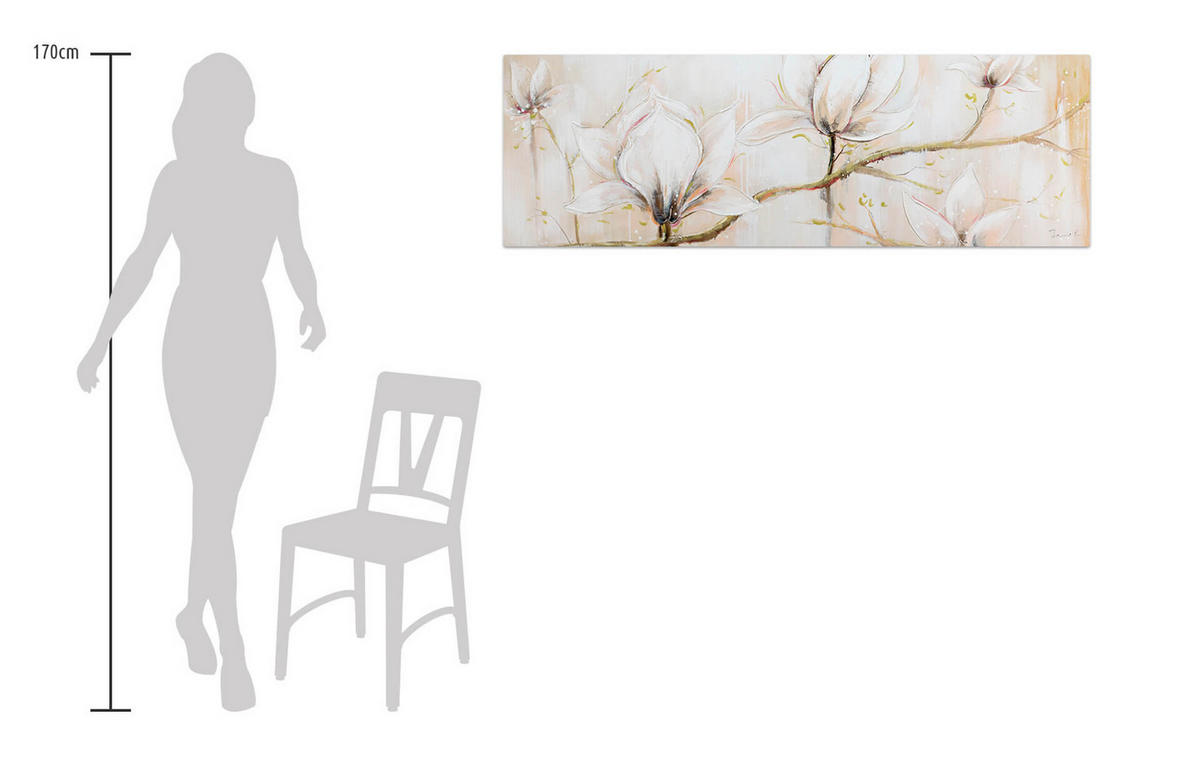 ÖLGEMÄLDE 150/50 cm - Beige/Weiß, Holz/Textil (150/50cm) - KUNSTLOFT