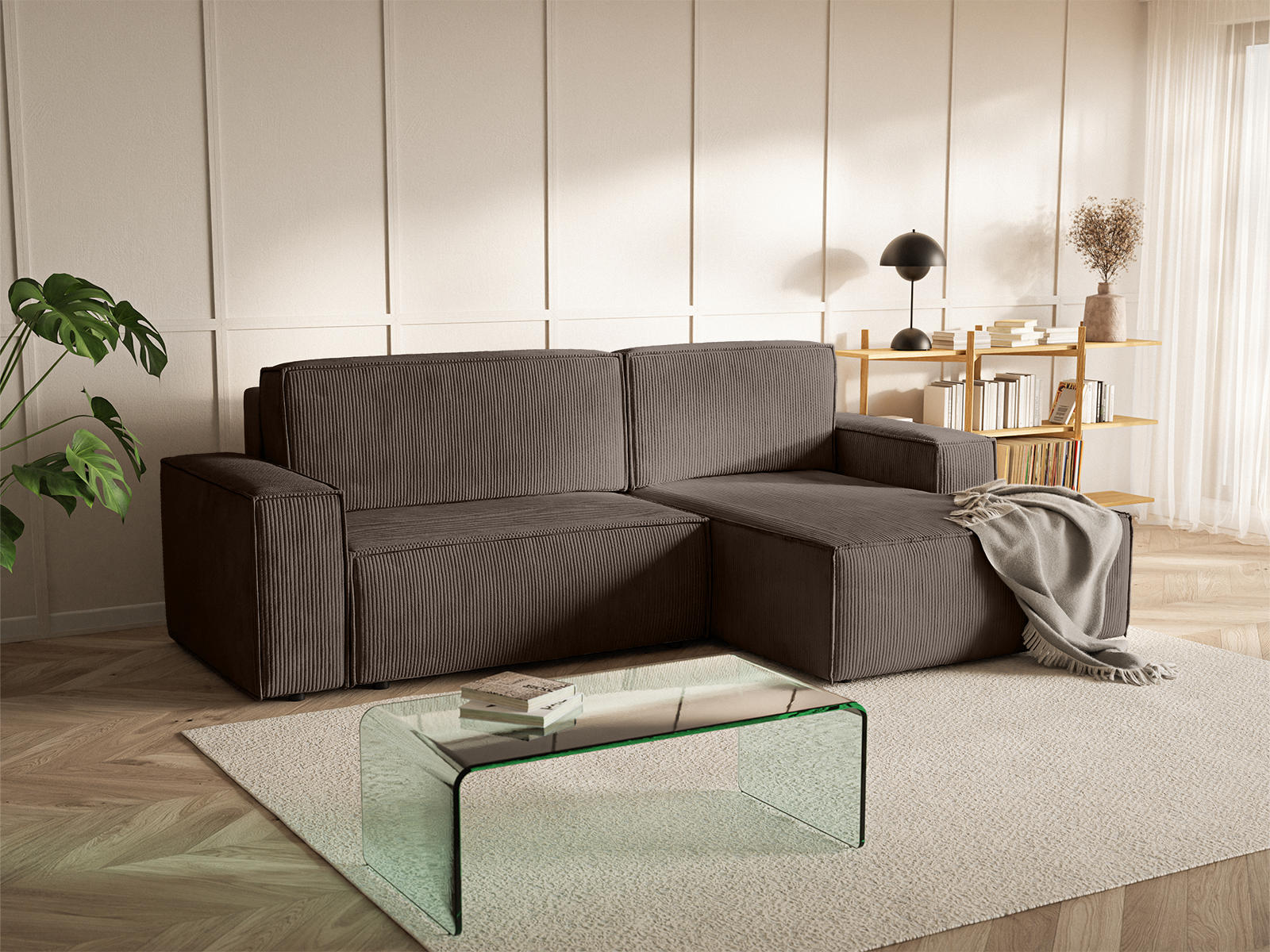 ECKSOFA Kokko mit Schlaffunktion, Braun - Braun, Textil (267/167cm) - Fedve