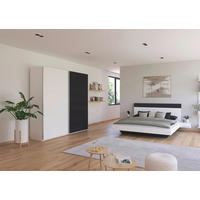 SCHLAFZIMMER Monza in Weiß und Grau Metallic mit Bettanlage 180x200cm, 2 Nachttischen und Schwebetürenkleiderschrank 4türig ohne Spiegel - Weiß, Holzwerkstoff (80/200/120cm)