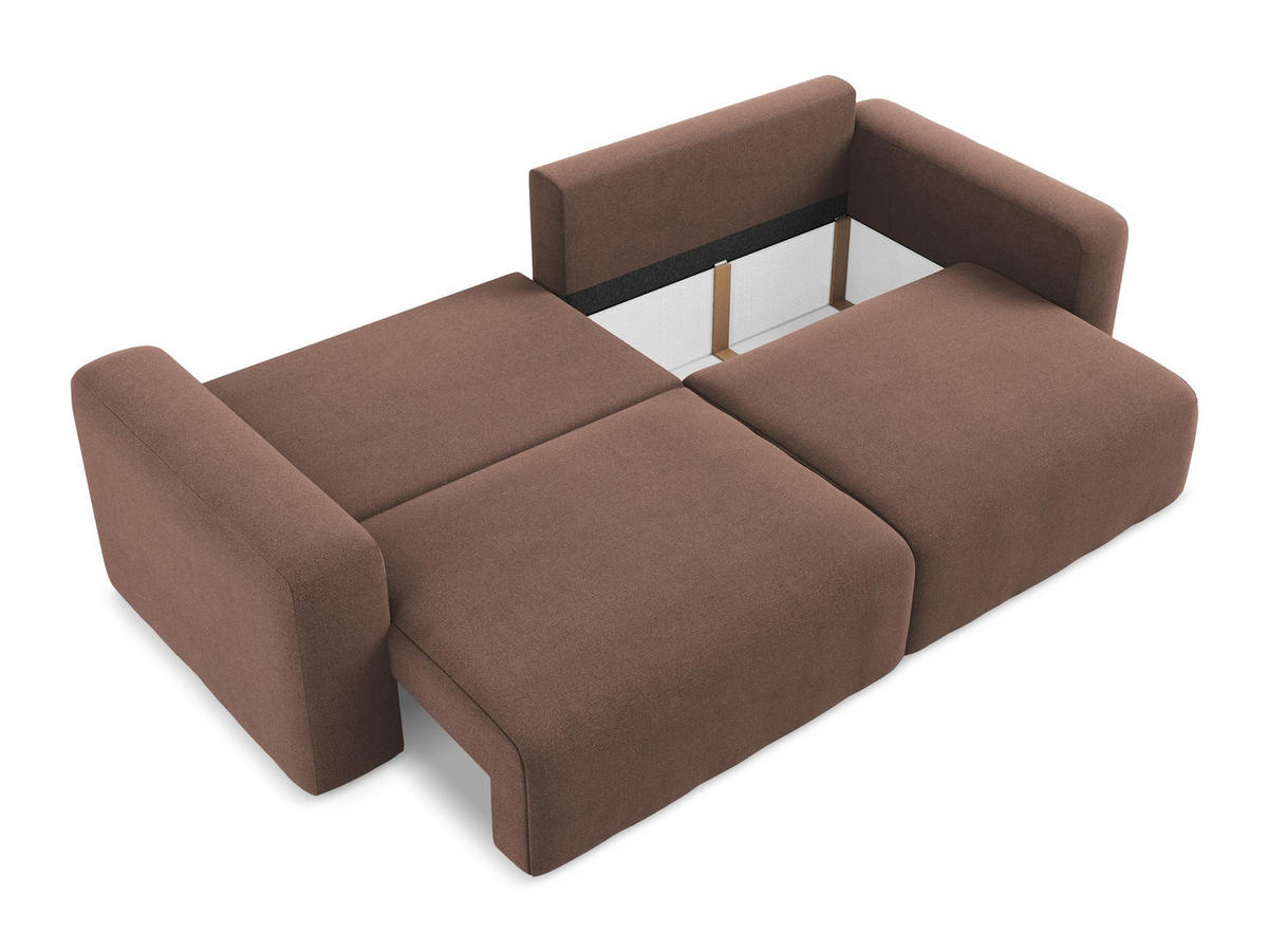 3-SITZER SOFA mit Schlaffunktion Strukturstoff Stoff Pink - Pink/Hellrosa, Kunststoff/Textil (244/79/102cm) - Makamii