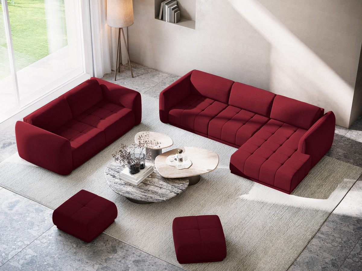 4-SITZER-SOFA Samt Stoff Rot - Bordeaux/Rot, Kunststoff/Textil (250/74/105cm) - Makamii