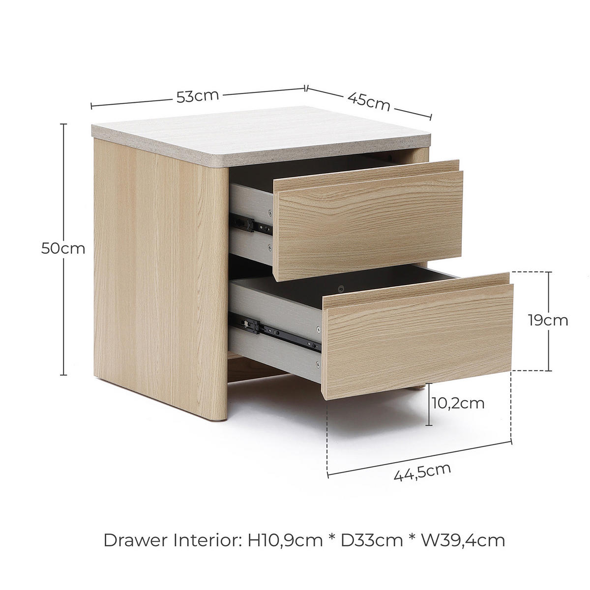 NACHTTISCH Modern mit Schublade & offenem Fach, Holzoptik | B53 x T45 x H50 cm - Braun, Holzwerkstoff (53/50/45cm) - Hometopia