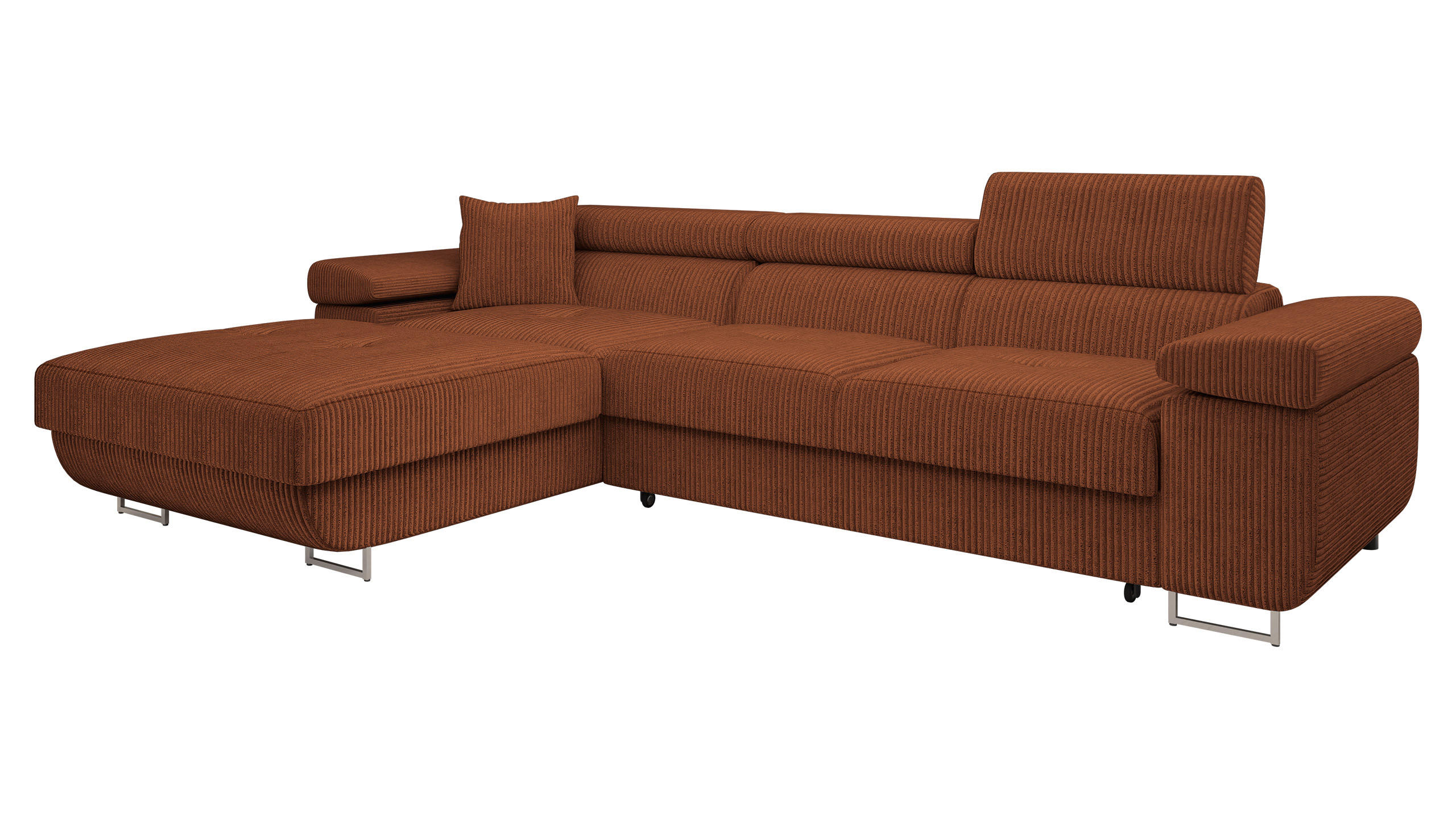 ECKSOFA Torezio Mini Cord, Seite: Links - Braun, Holz/Textil (280/170cm) - MIRJAN24
