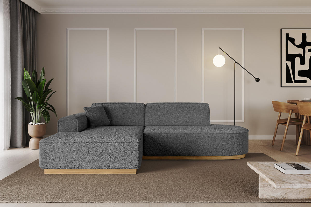 ECKSOFA Ottomane Links IREA-L1-v2 - 232x165x80 cm Grau - Olivgrün, Holzwerkstoff/Textil (232/165cm) - ALTDECOR