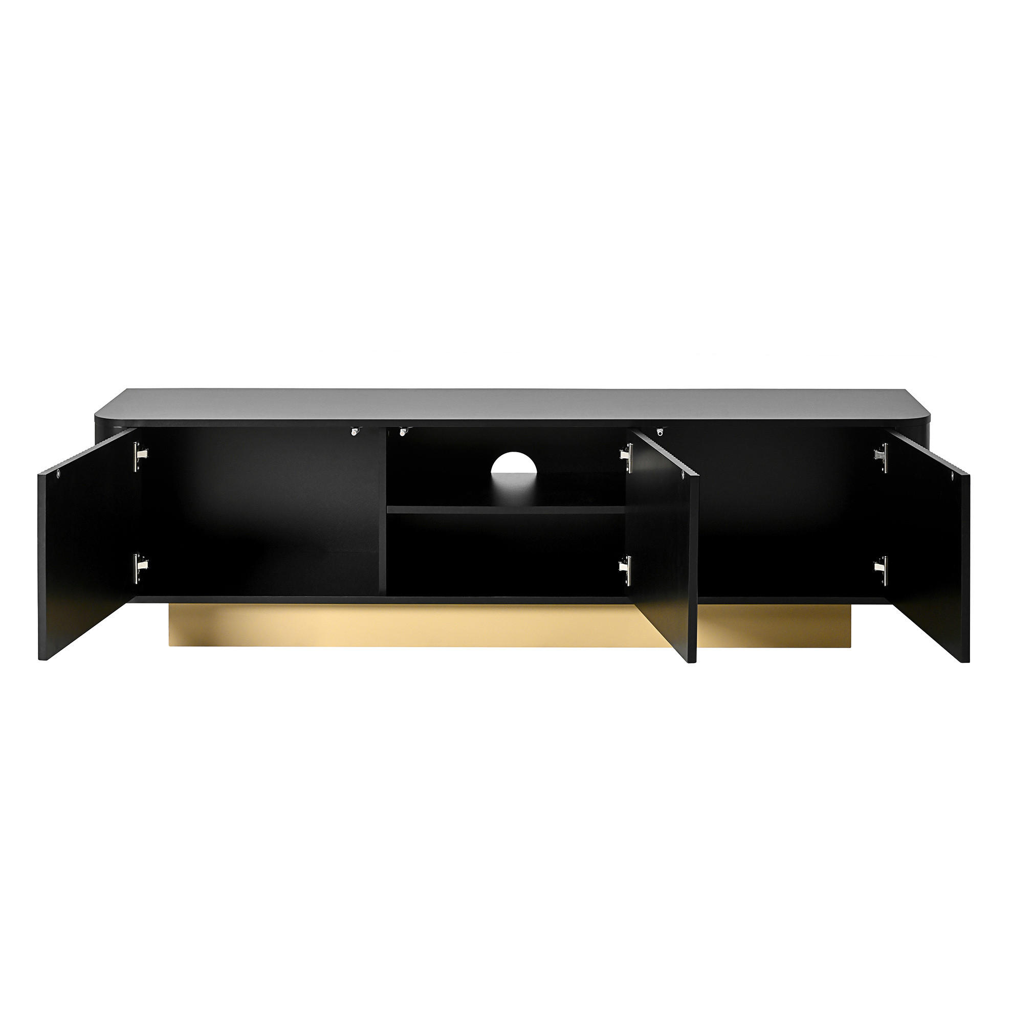 TV-LOWBOARD 170/40,5/47 cm mit 3 Türen, verstellbarem Einlegeboden und Kabelführung, Schwarz - Schwarz, Holzwerkstoff (170/47/40.5cm) - Redom
