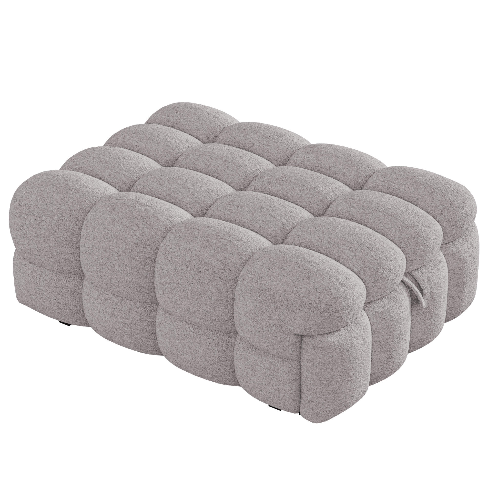 POLSTERBETT in Grau Teddy-Stoff, Ausziehbares Schlafsofa - Grau, Textil (80/180cm) - KOMHTOM