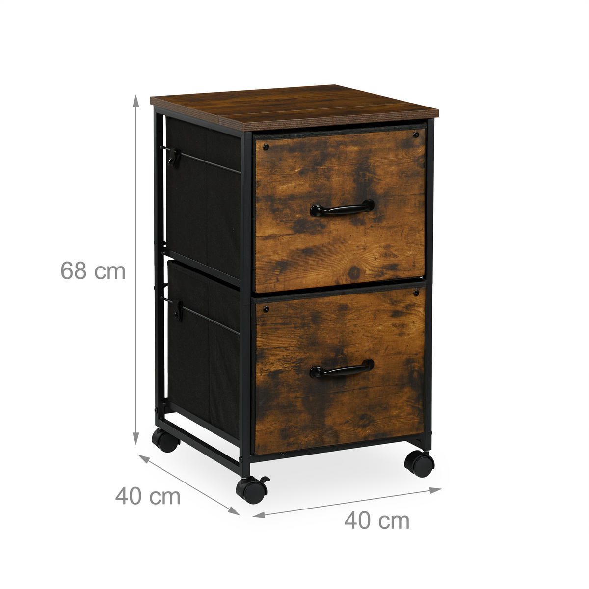 ROLLCONTAINER - Multicolor, Holzwerkstoff/Textil (40/68/40cm) - Relaxdays