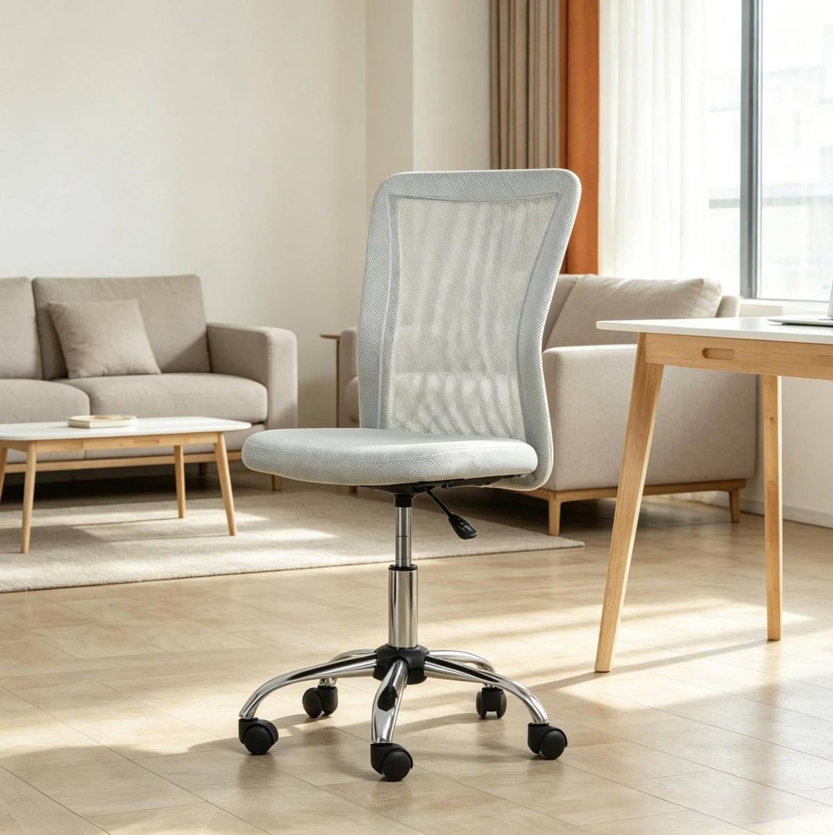 BÜRODREHSTUHL in Grau 58x43x100 cm mit Netzbezug und höhenverstellbarem Sitz - Grau, Kunststoff (43/100/58cm) - IVMEU