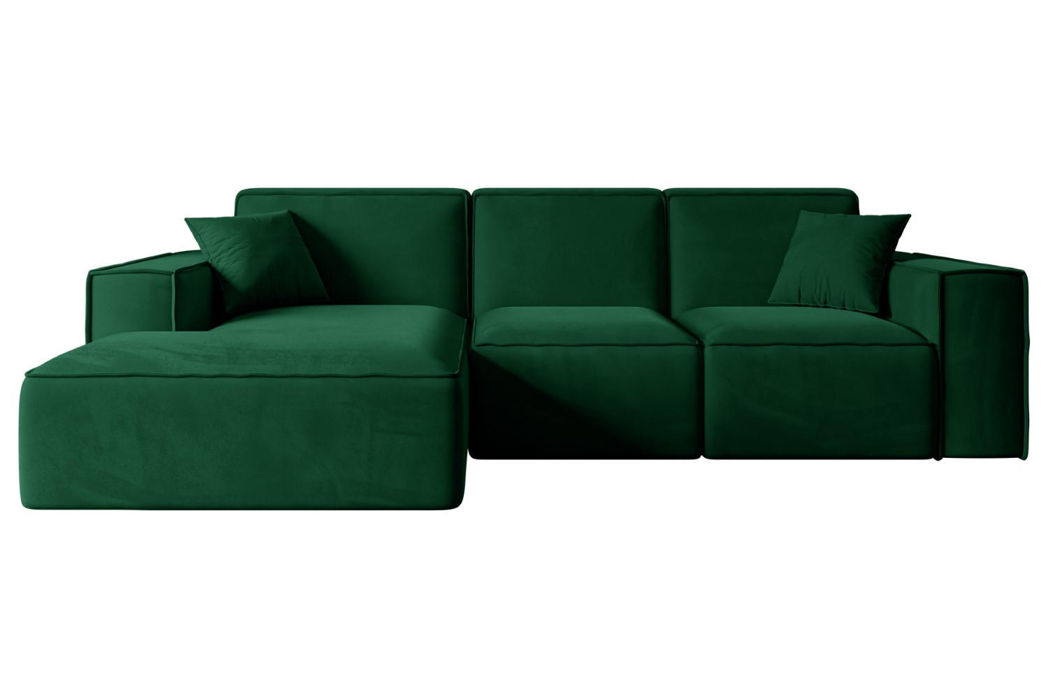 ALTDECOR ROHOVÁ SEDACÍ SOUPRAVA s otomanem vlevo SERRA-L – 266 × 169 × 80 cm, zelený velur