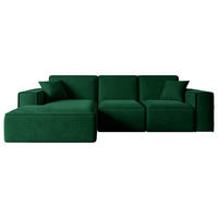 ECKSOFA Ottomane Links SERRA-L - 266x165x73 cm Grün Velours - Schwarz/Grün, Holzwerkstoff/Kunststoff (165/266cm) - ALTDECOR