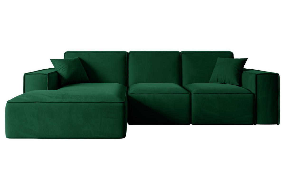 ECKSOFA Ottomane Links SERRA-L - 266x165x73 cm Grün Velours - Schwarz/Grün, Holzwerkstoff/Kunststoff (165/266cm) - ALTDECOR