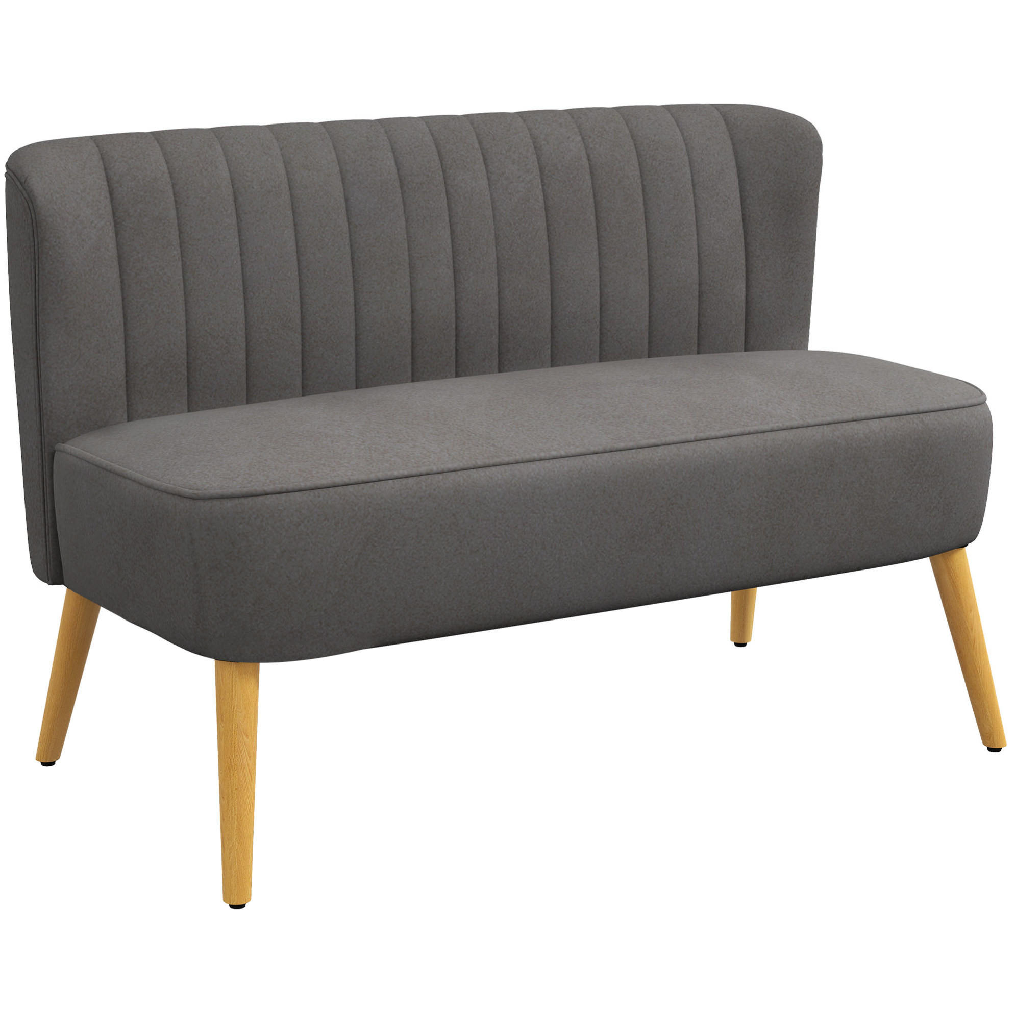 2-SITZER Sofa aus Polyester 117x56,5x77 cm in Dunkelgrau mit Federkern - Dunkelgrau, Textil (56.5/77/117cm) - Modfu