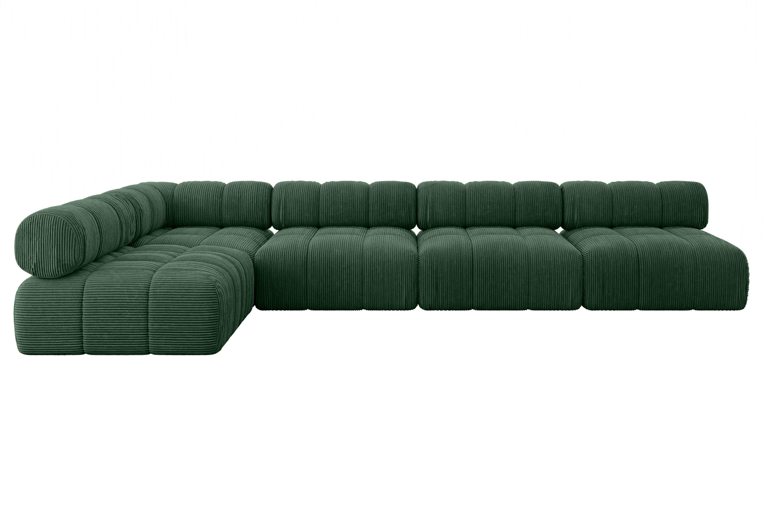 ECKSOFA modulares Sofa Samaro-L3 - 380x190x70 cm Grün Cord - Grün, Holzwerkstoff/Textil (380/190cm) - ALTDECOR