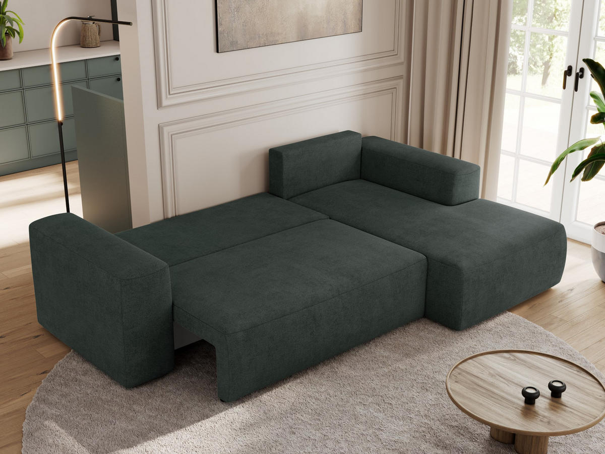 ECKSOFA TRENTINO L Dunkelgrau Stukture - Rechts - Dunkelgrau/Schwarz, Textil (164/266cm) - MKS