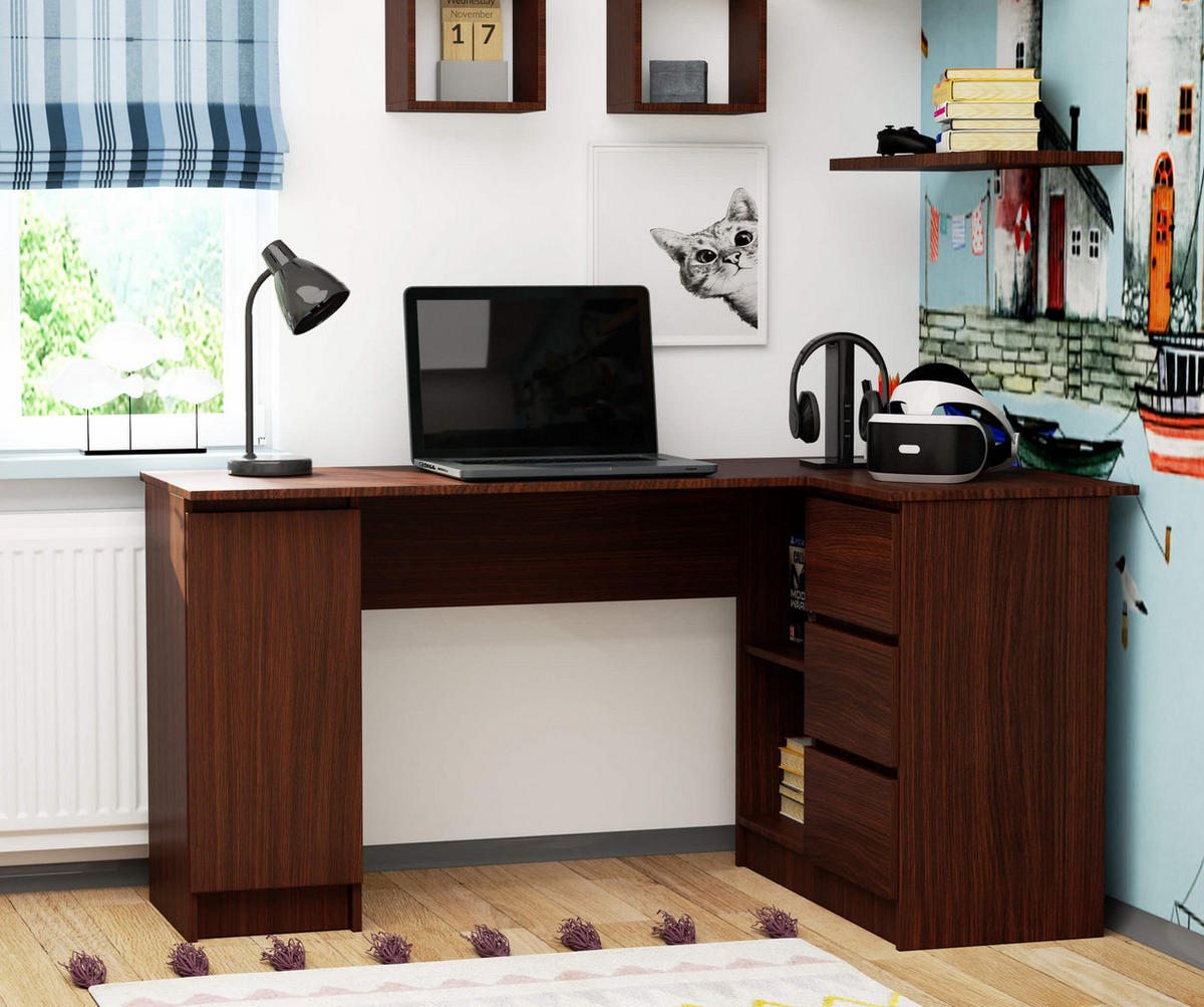 ECKSCHREIBTISCH Wengefarben 155x85x77 cm - Wengefarben, Holzwerkstoff (85/155/77cm) - Akord