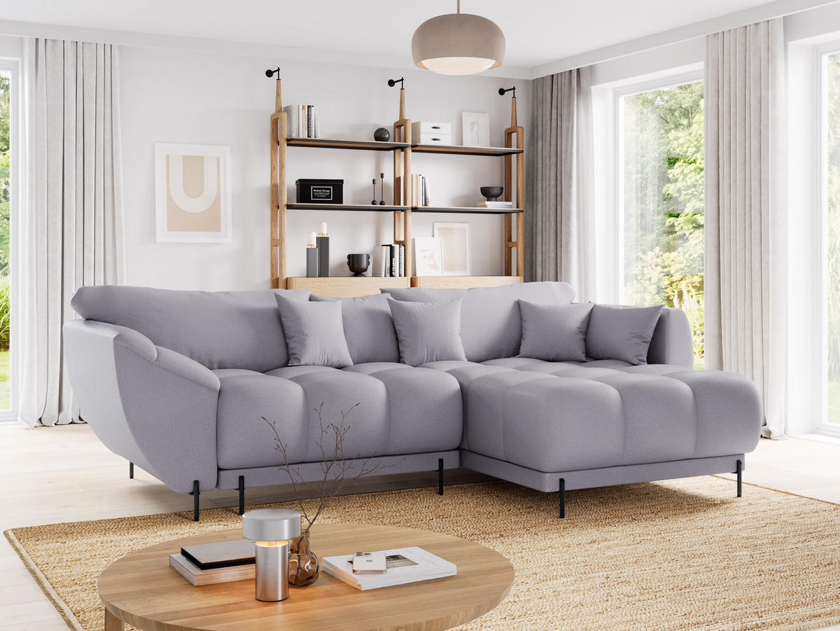 ECKSOFA LEGRO Rechts Schwarz Velours Pet Friendly L-Form Couch mit Schlaffunktion & Bettkasten - Schwarz, Holz (285/180cm) - Barchello