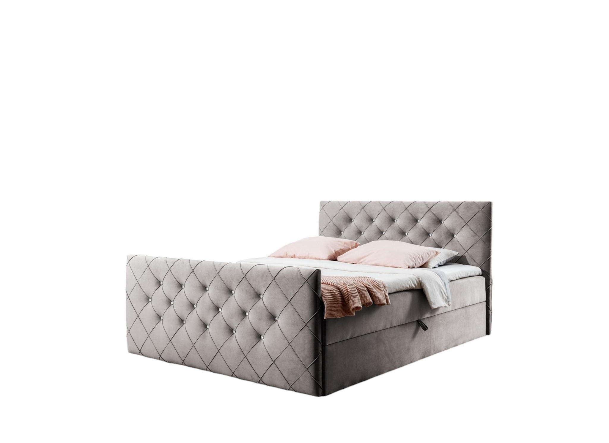 BOXBETT Eivor In Stoff überlänge - Hellbraun, Holzwerkstoff/Textil (200/220cm) - Fun Möbel