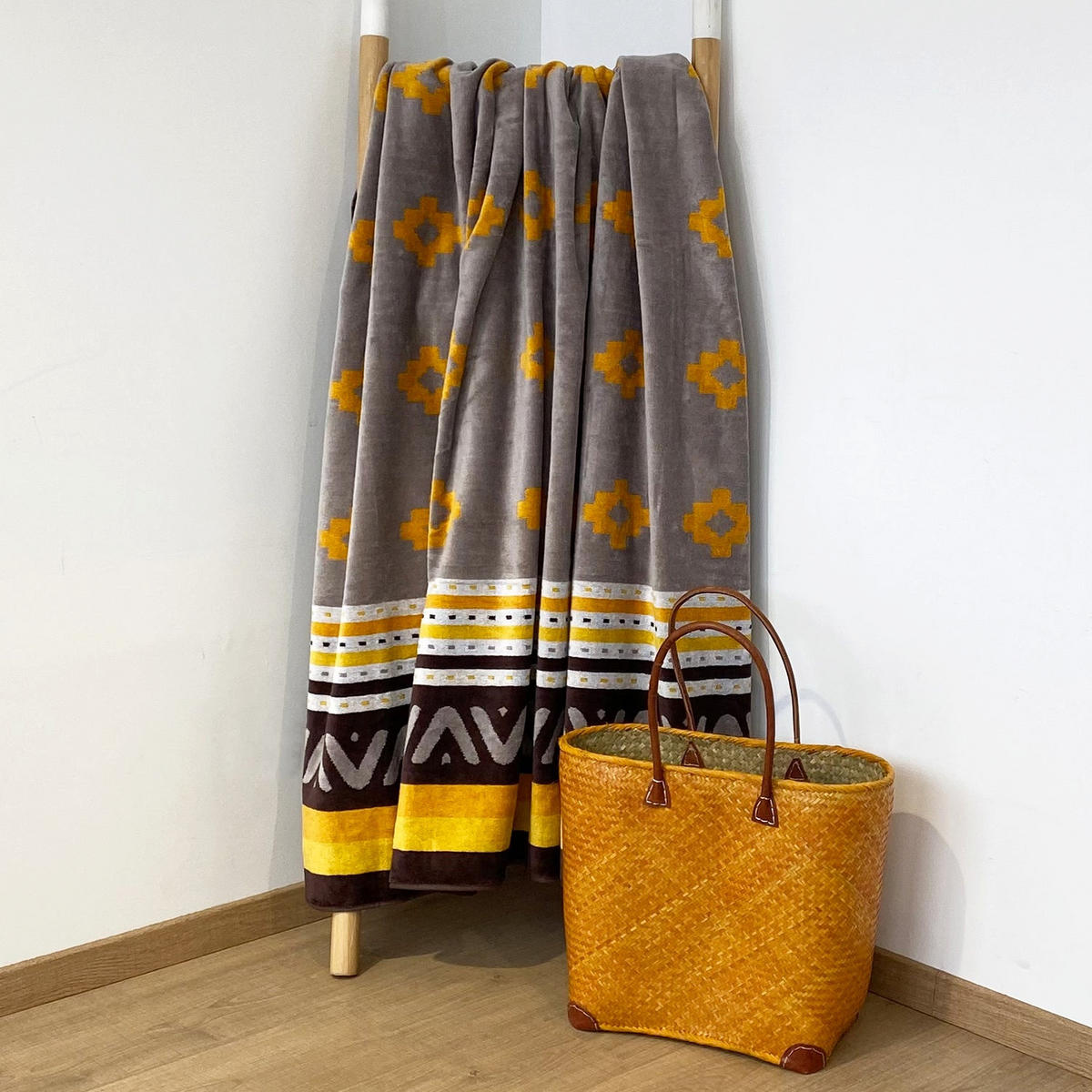STRANDTUCH Frottee Velours Jacquard Macarena 140x180 400g/m² - Orange, Textil (140/180cm) - LE COMPTOIR DE LA PLAGE