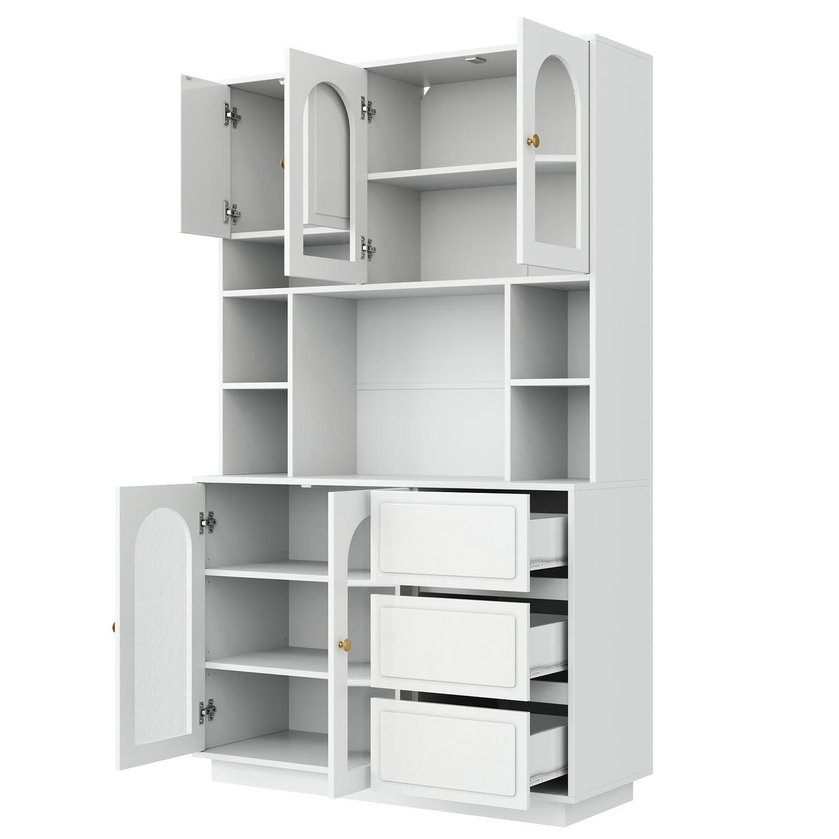 BUFFET DE-37600 106/30/175 cm mit LED-Beleuchtung Weiß - Weiß, Holzwerkstoff (106/175/30cm) - ComfortXL
