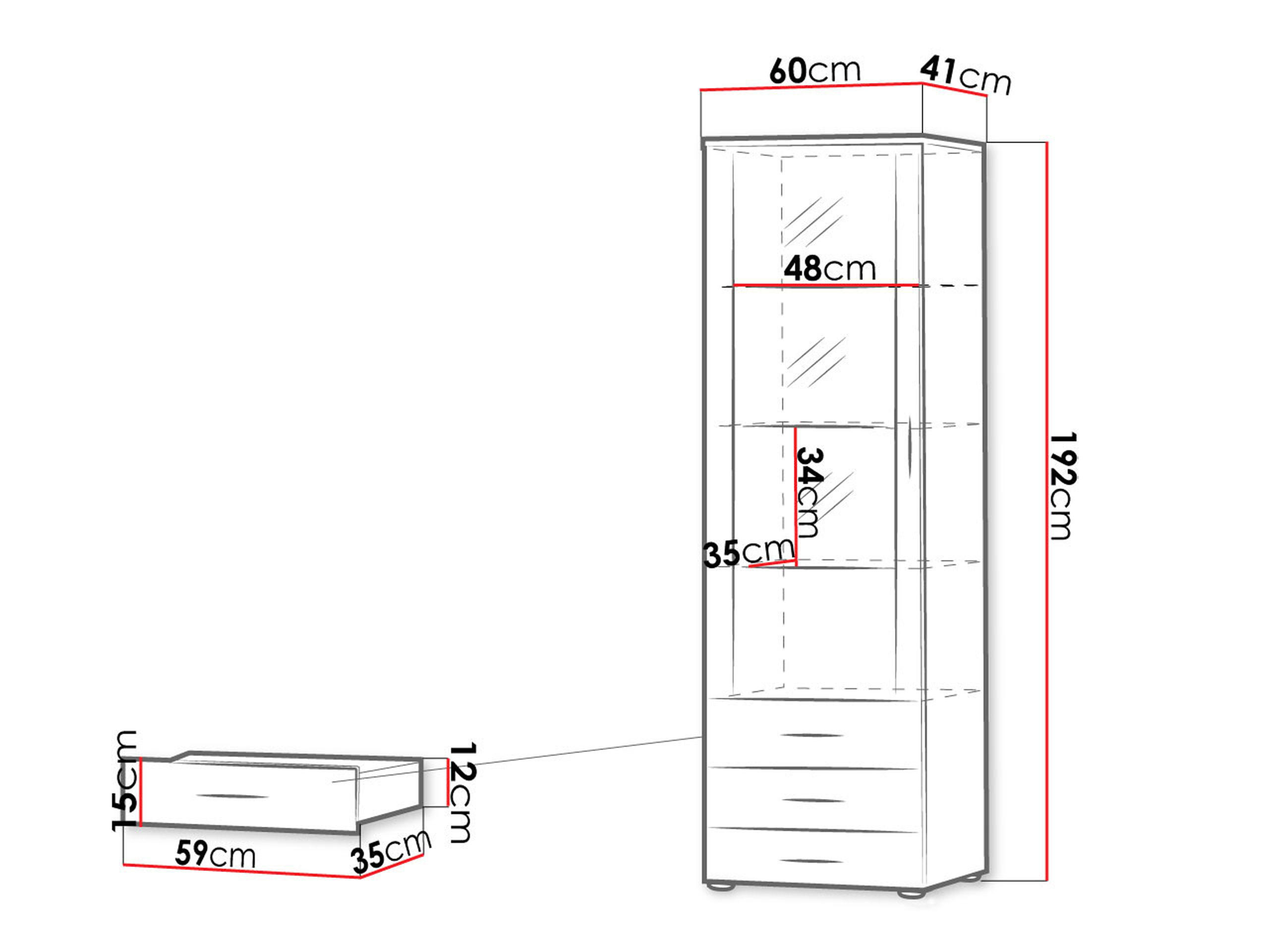 VITRINE Soho S01 - Eichefarben/Schwarz, Holzwerkstoff/Kunststoff (60/192/41cm) - MIRJAN24