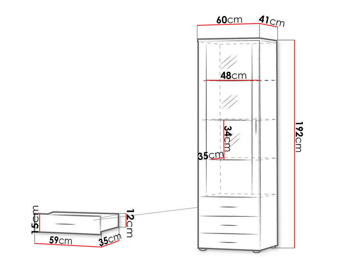 VITRINE Soho S01 - Silberfarben/Weiß, Holzwerkstoff/Kunststoff (60/192/41cm) - MIRJAN24