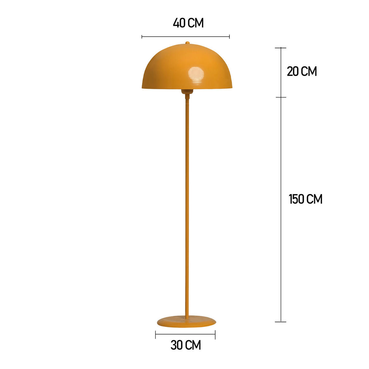 STEHLEUCHTE Gelora 170 Cm - Gelb, Metall (37/37/170cm) - Bamyum