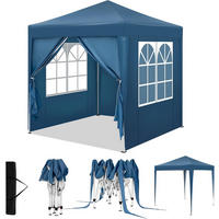 PAVILLON 2x2m mit 4 Seitenwänden UPF 50+ UV Schutz Blau - Blau, Kunststoff/Metall (200/240/200cm) - Woltu