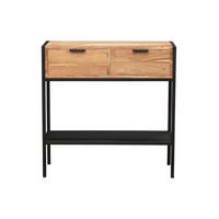 KONSOLE Akazie Schwarz Metall 2 Schubladen ARTHUS - Eukalyptusholzfarben, Holz (80/35/80cm) - Miliboo