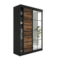 SCHIEBETÜRENSCHRANK LAMARO 167x205x59cm - Schwarz & Old Style - Dunkelbraun/Schwarz, Holzwerkstoff (167/205/59cm) - Kier Furniture