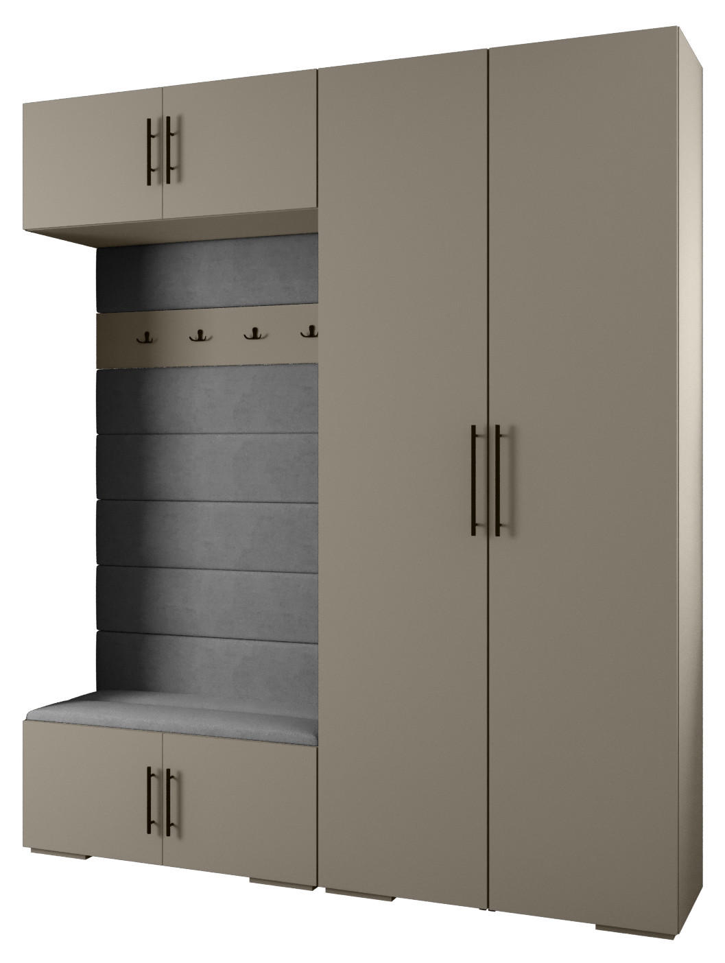 Abiks Möbel Garderoben-Set Kaschmir, Grau, Schwarz 200x236.7x47 cm