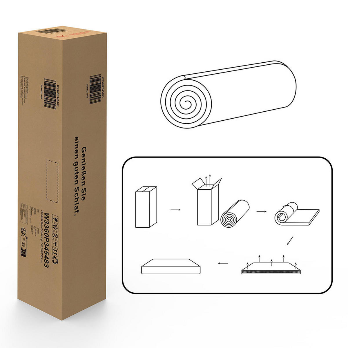 TASCHENFEDERKERNMATRATZE mit 1000 Federn,Unabhängige 7-Zonen-Stütze,Feste Liegehärte H3 – 120×200cm - Weiß, Textil (120/200cm) - KOMHTOM