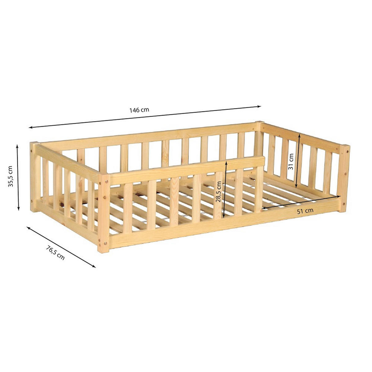 KINDERBETT NINO MIT LATTENROST/ Kinderbett 70x140 - Naturholz - Naturfarben, Holz (70/140cm) - Weber Industries