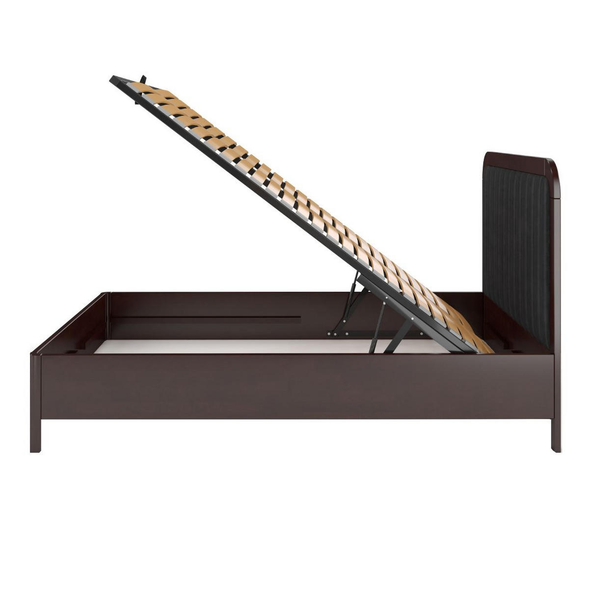 MASSIVHOLZBETT Modena mit Lattenrost und Bettkasten, Buche - lackiert, Palisanderfarbe/Schwarz, 140x200 - Wengefarben/Schwarz, Holz/Buchenholz (140/200cm) - Visby