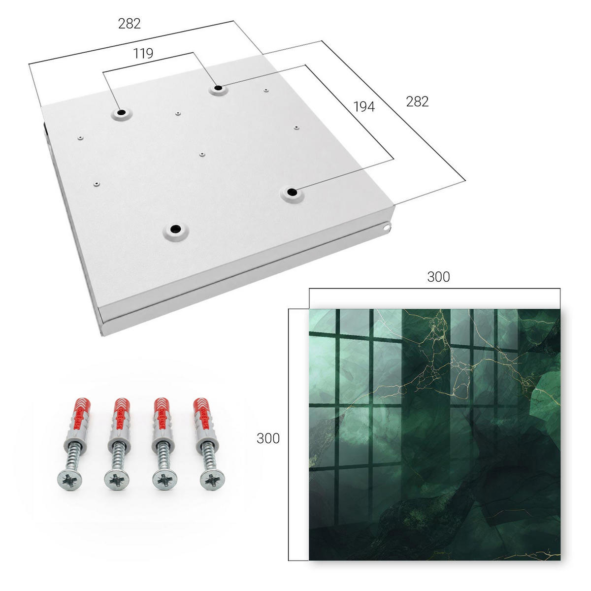 SCHLÜSSELBOX Weiß 30x30 cm – Türöffnung nach rechts - Grüne Eleganz - Grün, Metall (30/30/5cm) - TULUP