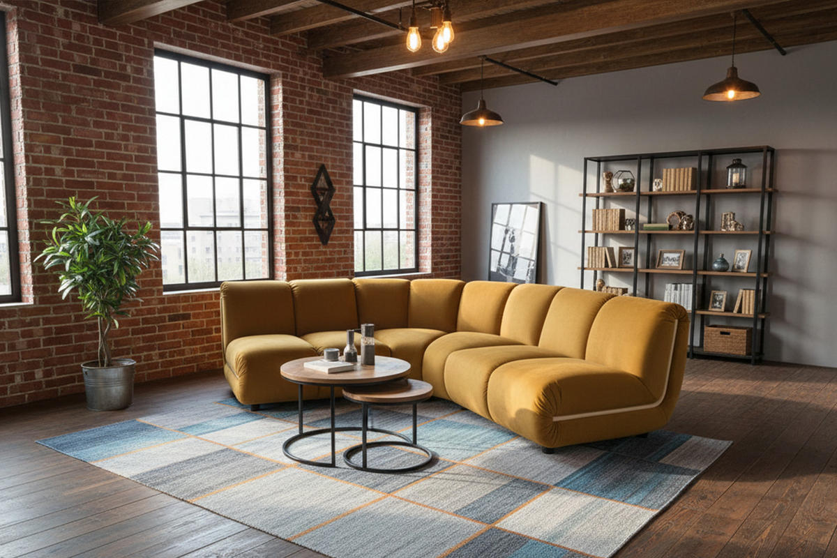 MODULSOFA LAYLA Gelb Velvet - Gelb/Schwarz, Buchenholz/Textil (213/213cm) - KAWOLA