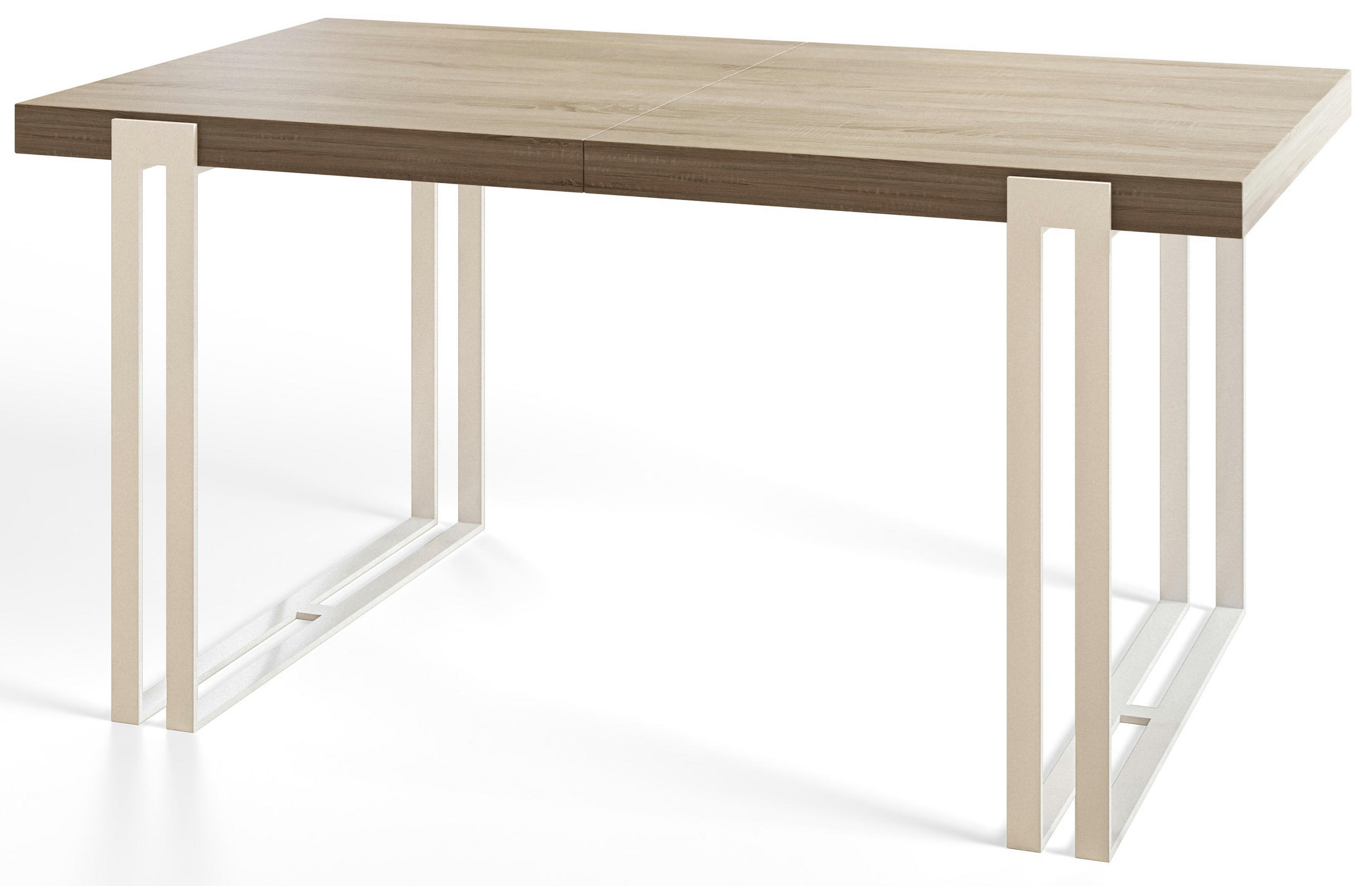 ESSZIMMERTISCH ROSA, ausziehbarer Tisch 140-240X80X77 cm, Farbe: SONOMA, mit Metallbeinen in Farbe Weiß - Weiß/Sonoma Eiche, Holzwerkstoff (140/80/77cm) - Alpi-Möbel