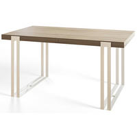 ESSZIMMERTISCH ROSA, ausziehbarer Tisch 180-280X90X77 cm, Farbe: SONOMA, mit Metallbeinen in Farbe Weiß - Weiß/Sonoma Eiche, Holzwerkstoff (180/90/77cm) - Alpi-Möbel