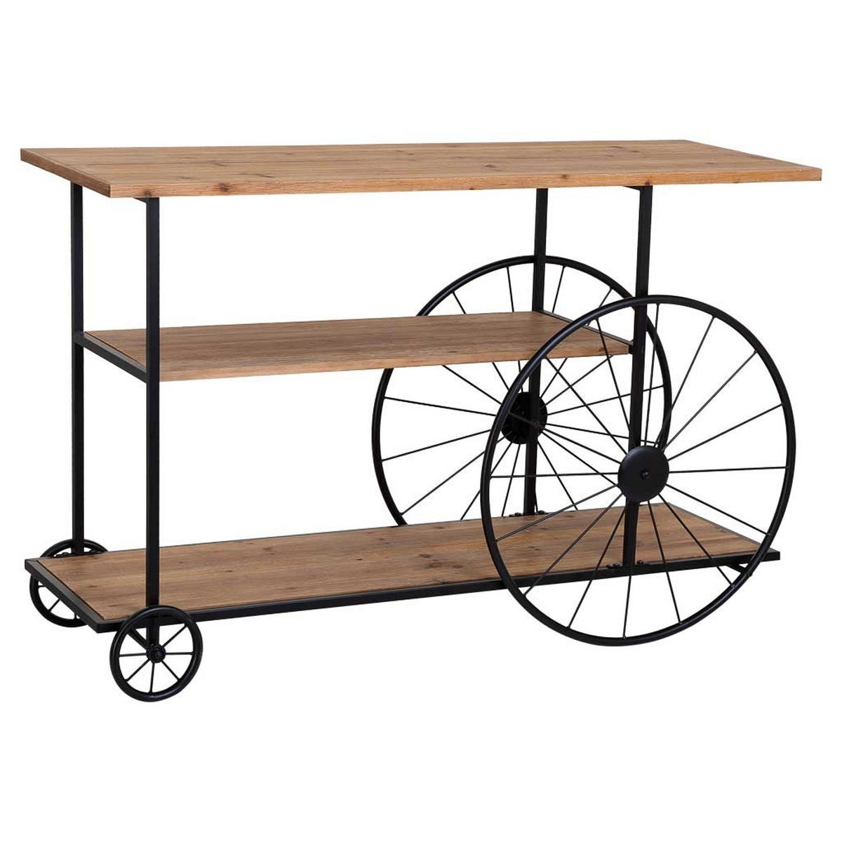 KONSOLENTISCH aus Metall und Holz, schwarz, 120x42x78cm - Schwarz, Holz (80/122/44cm) - Wanderlust