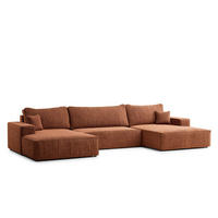 WOHNLANDSCHAFT Deseo Rostfarbe Chenille-Stoff - Rostfarben/Schwarz, Holz/Holzwerkstoff (398/70/148cm) - Maison de Reve