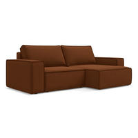 ECKSOFA mit Schlaffunktion Samt Stoff Orange - Terracotta/Schwarz, Kunststoff/Textil (257/148cm) - Makamii