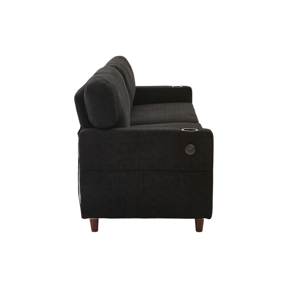 SOFA Zweisitzer Chenille mit LED-Ambiente und USB-C-Anschluss Schwarz 203/77,5/86 cm - Schwarz, Textil (203/86/77.5cm) - OKWISH