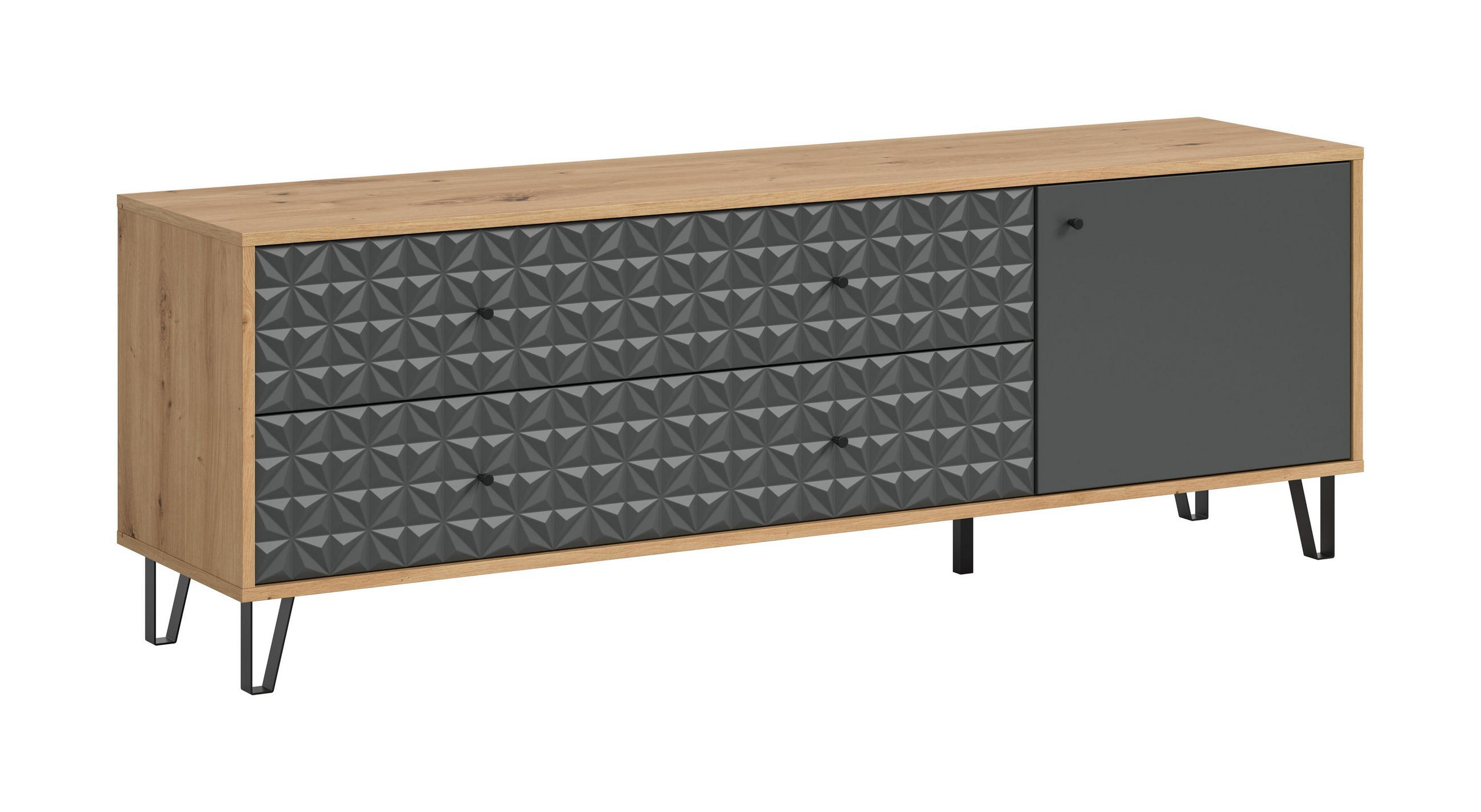 LOWBOARD Glint (B/H/T: ca. 164/56/40 cm) in Artisan Oak Nachbildung/anthrazit matt - Eichefarben, Holzwerkstoff (164/56/40cm)
